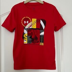 Under Armour | (5) Red Short Sleeve Tee with Football Graphic